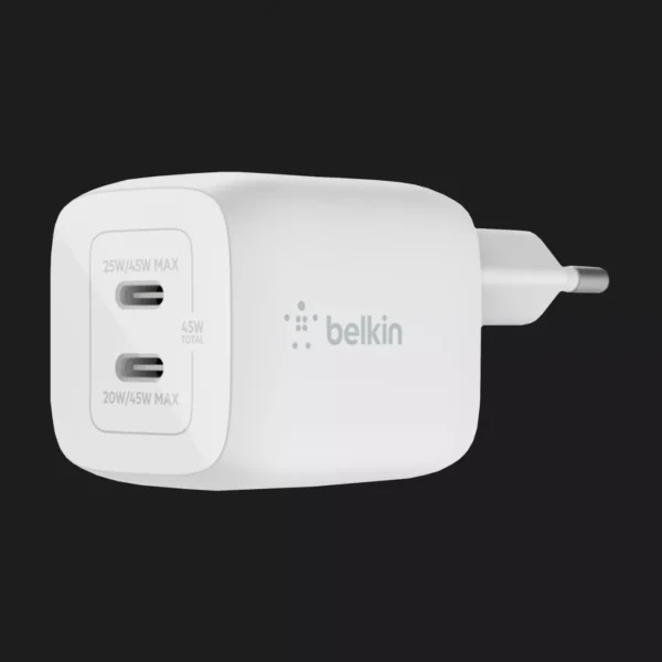 Зарядний пристрій Belkin Home Charger 45W GAN PD PPS Dual USB-С